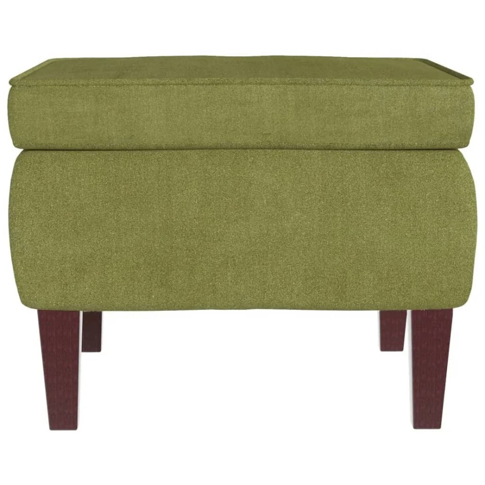 Sillón mecedora patas madera y taburete terciopelo verde