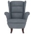 Sillón mecedora patas madera y taburete terciopelo gris