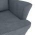 Sillón mecedora patas madera y taburete terciopelo gris