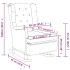 Sillón con patas mecedoras y taburete de tela gris