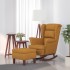 Sillón mecedora patas madera y taburete terciopelo