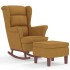Sillón mecedora patas madera y taburete terciopelo