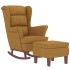 Sillón mecedora patas madera y taburete terciopelo