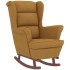 Sillón mecedora patas madera y taburete terciopelo