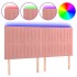 Cabecero con luces LED terciopelo rosa 160x5x118/128