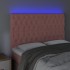 Cabecero con luces LED terciopelo rosa 160x7x118/128