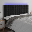 Cabecero con luces LED terciopelo negro 180x5x118/128 cm