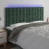 Cabecero con luces LED terciopelo verde oscuro 160x5x118/128