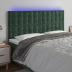 Cabecero con luces LED terciopelo verde oscuro 160x5x118/128 cm