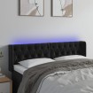 Cabecero con LED de terciopelo negro 147x16x78/88 cm