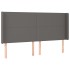 Cabecero con LED cuero sintético gris 203x16x118/128