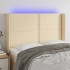 Cabecero con LED de tela color crema 147x16x118/128