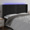 Cabecero con LED de terciopelo negro 163x16x118/128 cm