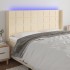 Cabecero con LED de tela color crema 183x16x118/128