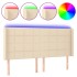 Cabecero con LED de tela color crema 183x16x118/128