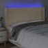 Cabecero con LED de tela color crema 183x16x118/128