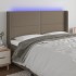 Cabecero con LED de tela gris taupe 183x16x118/128