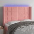 Cabecero con LED de terciopelo rosa 147x16x118/128