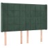 Cabecero con LED de terciopelo verde oscuro 147x16x118/128