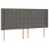 Cabecero con LED cuero sintético gris 203x16x118/128