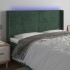 Cabecero con LED de terciopelo verde oscuro 163x16x118/128