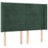 Cabecero con LED de terciopelo verde oscuro 147x16x118/128