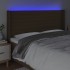 Cabecero con LED de tela marrón oscuro 203x16x118/128