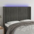 Cabecero con LED de terciopelo gris oscuro 147x16x118/128