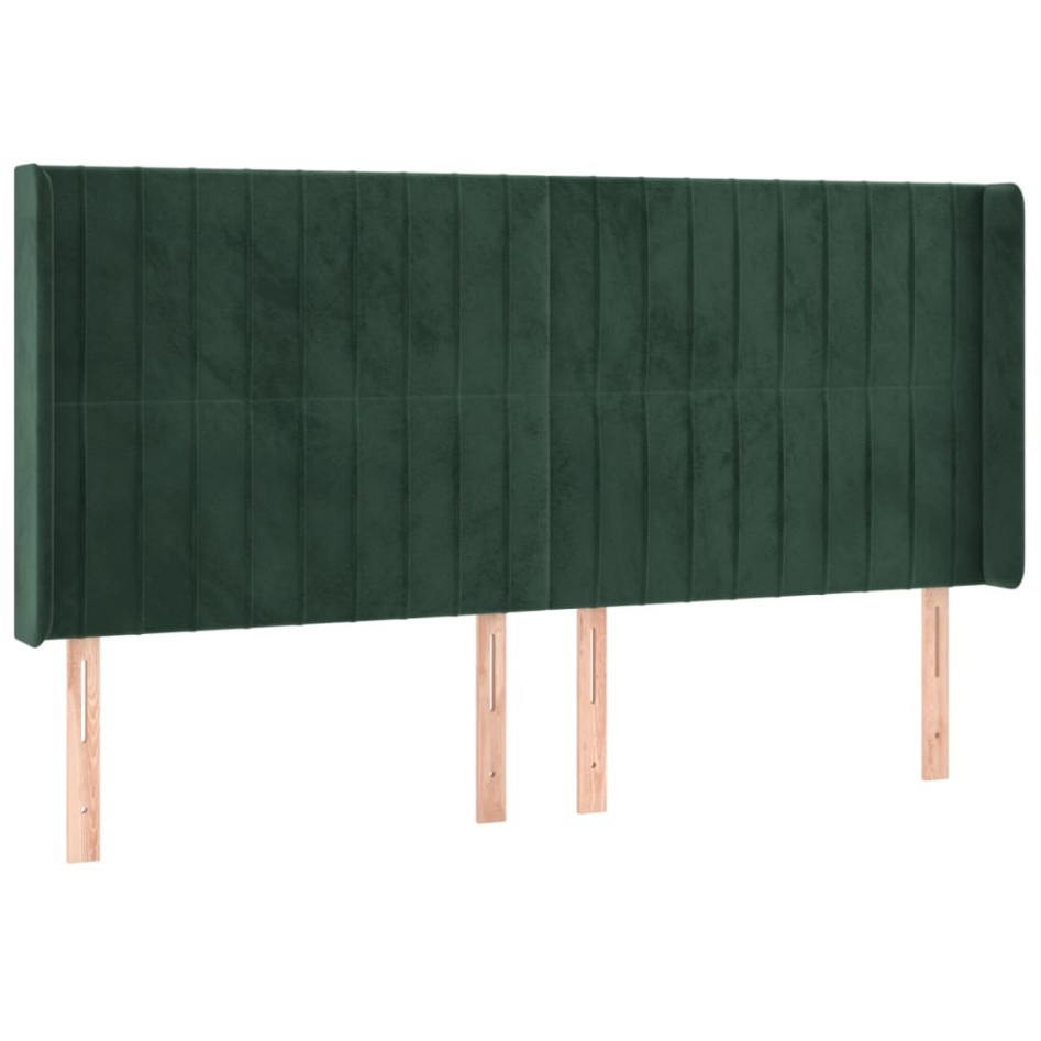 Cabecero con LED de terciopelo verde oscuro 183x16x118/128