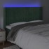 Cabecero con LED de terciopelo verde oscuro 183x16x118/128