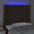 Cabecero con LED de tela marrón oscuro 103x16x118/128