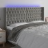 Cabecero con LED de terciopelo gris claro 183x16x118/128