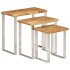 Set de 3 mesas apilables con borde natural madera maciza