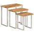Set de 3 mesas apilables con borde natural madera maciza