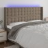 Cabecero con LED de tela gris taupe 203x16x118/128