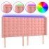 Cabecero con LED de terciopelo rosa 163x16x118/128