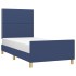 Estructura de cama sin colchón tela azul 80x200