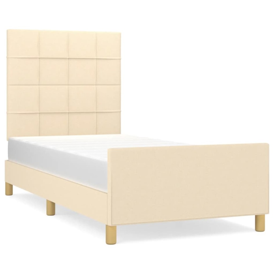 Estructura de cama sin colchón tela crema 80x200