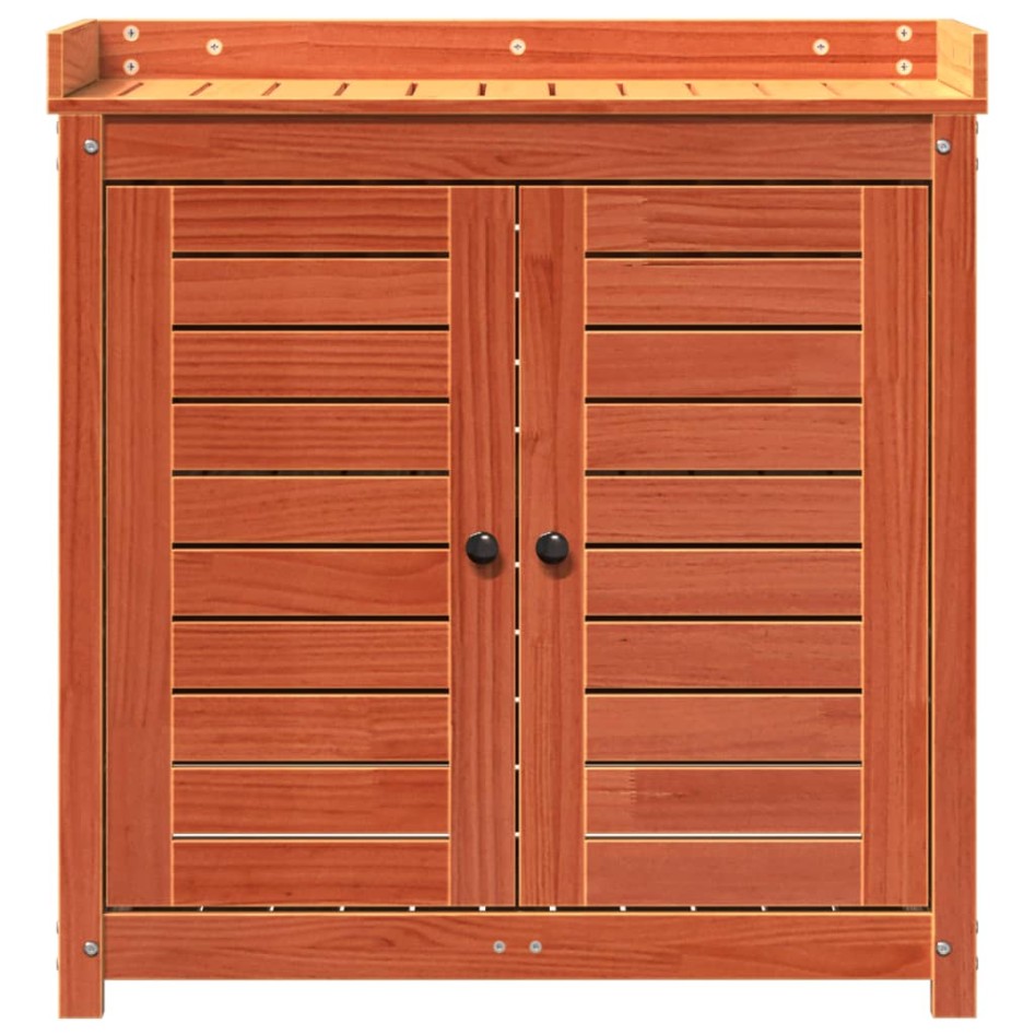 Mesa plantación con estantes madera pino marrón 82,5x50x86,5