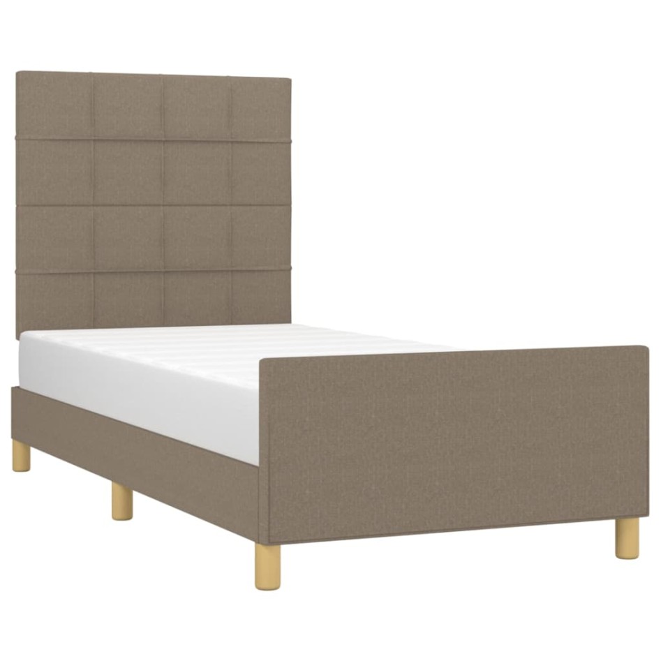 Estructura de cama sin colchón tela gris taupe 90x190