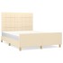 Cama sin colchón tela color crema 140x190