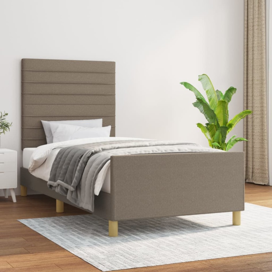 Estructura de cama sin colchón tela gris taupe 80x200