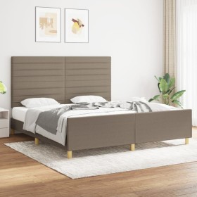 Cama sin colchón tela gris taupe 180x200