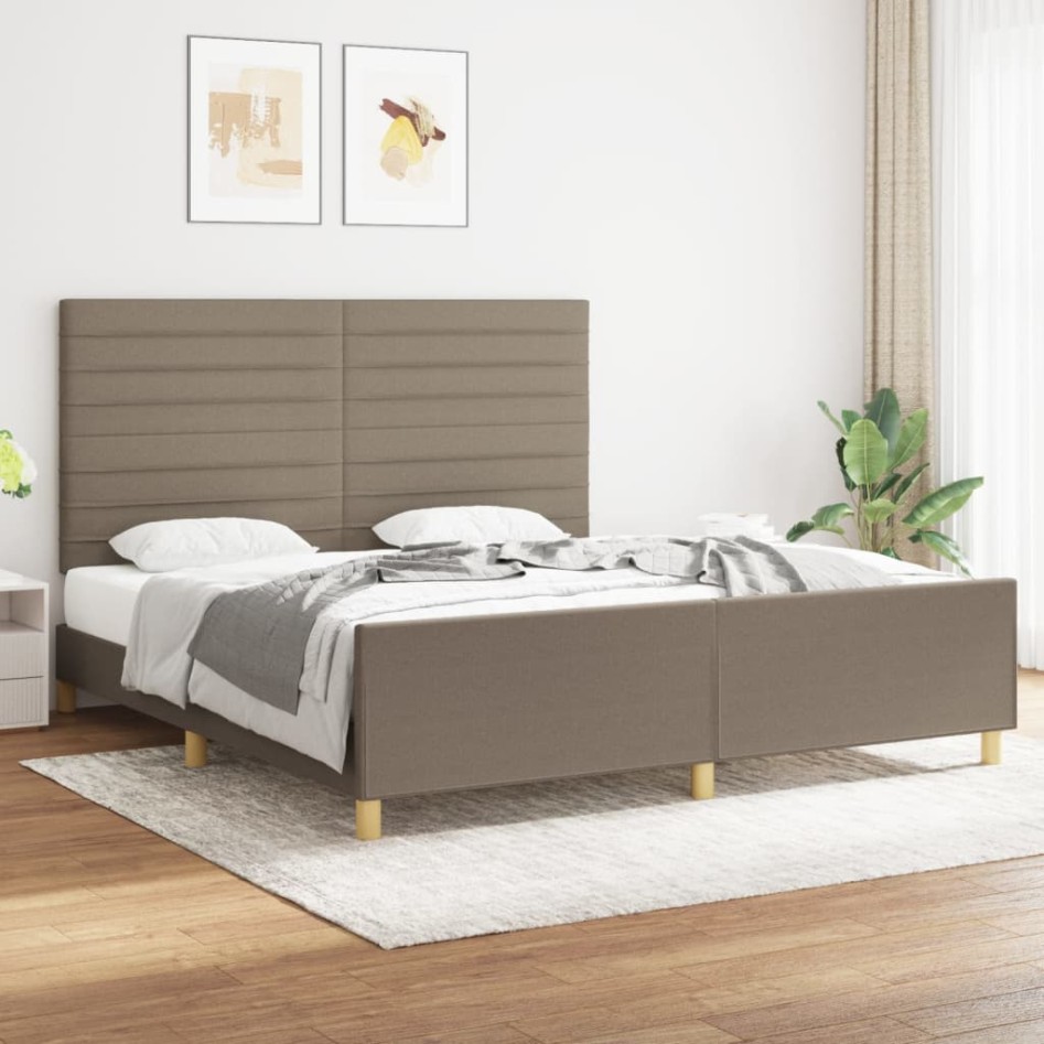 Cama sin colchón tela gris taupe 180x200