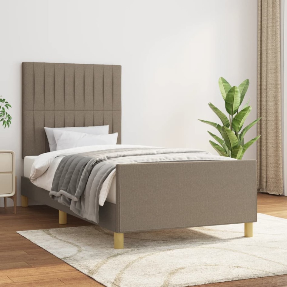 Estructura de cama sin colchón tela taupe 90x200