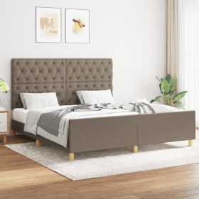 Cama sin colchón tela gris taupe 160x200