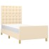 Estructura de cama con cabecero de tela color crema 80x200