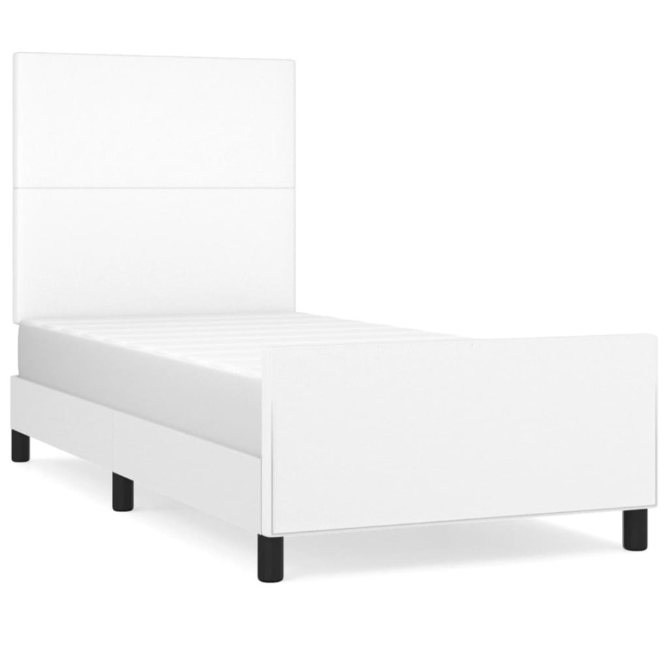 Estructura de cama sin colchón cuero sintético blanco 80x200