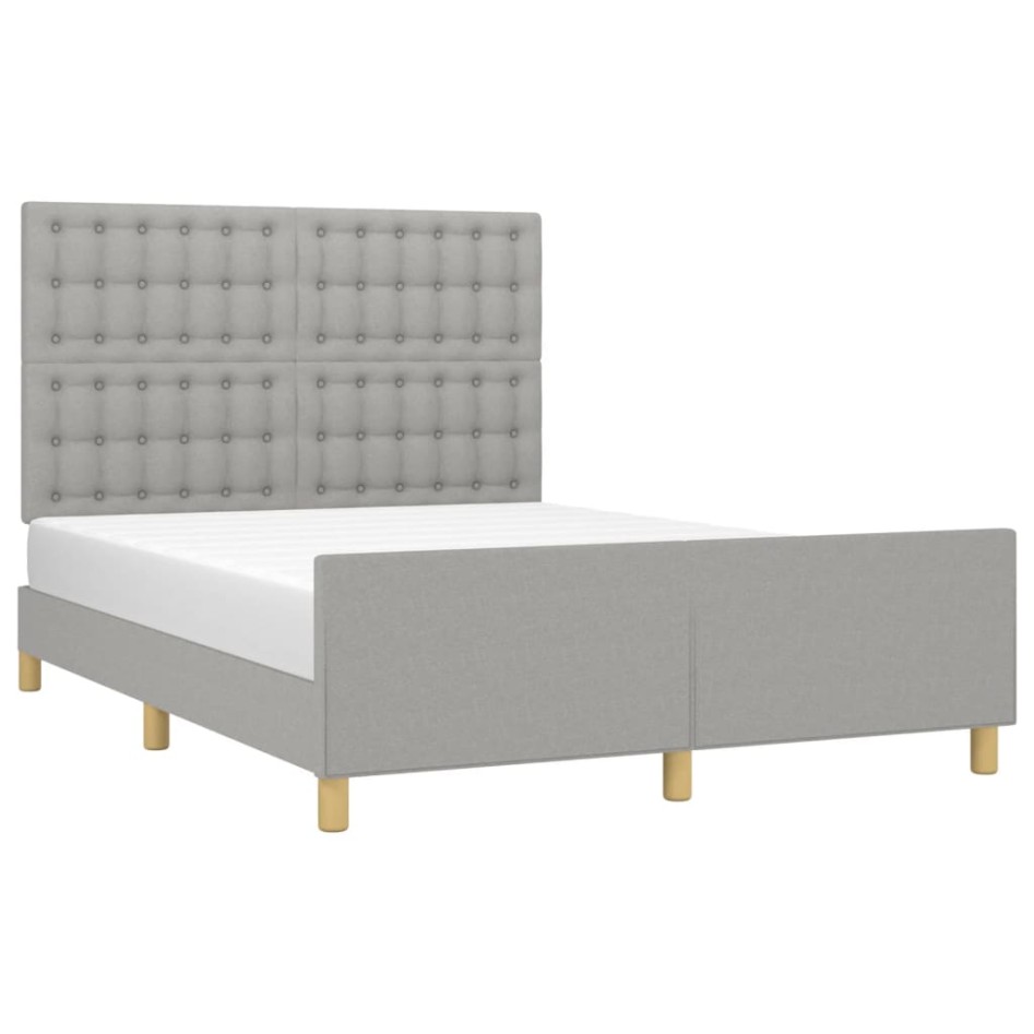 Cama sin colchón tela gris claro 140x190