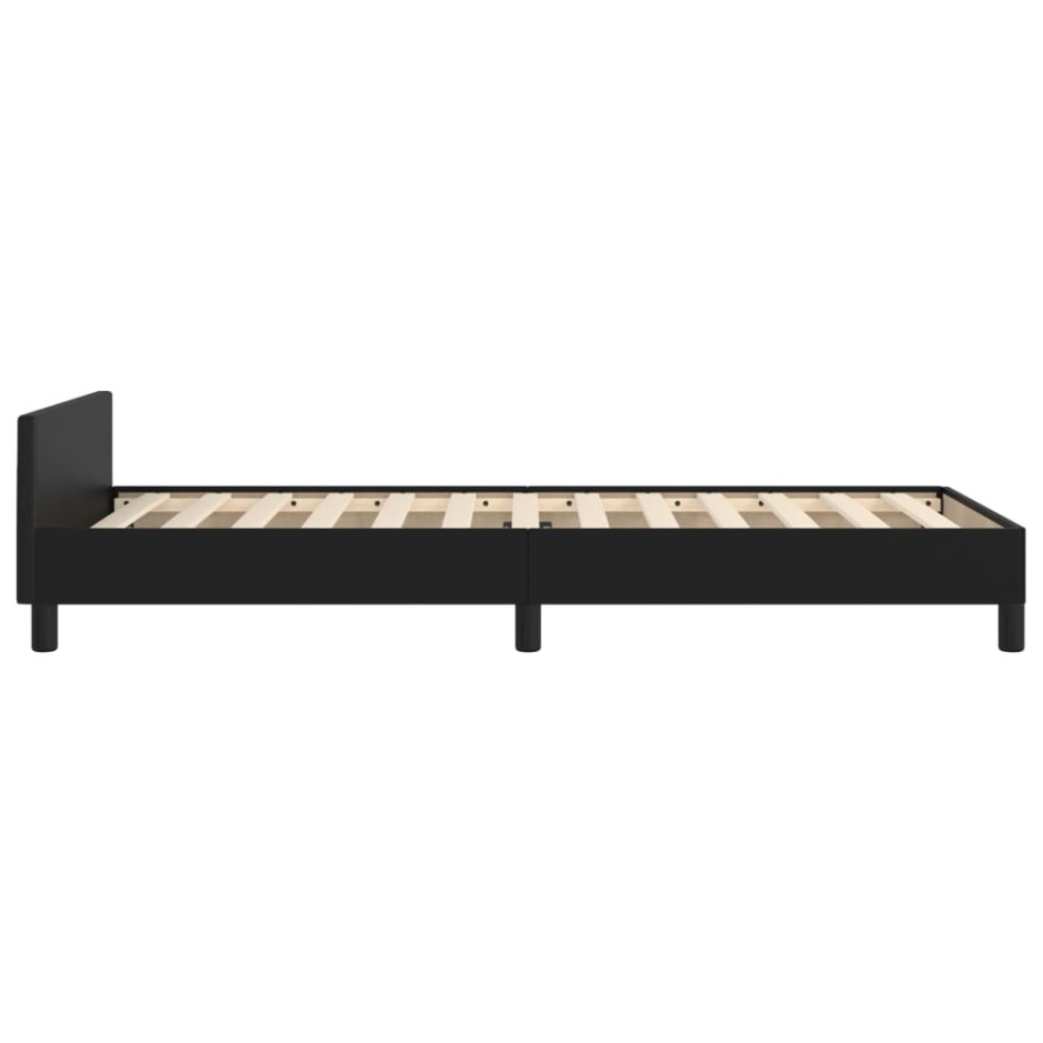 Estructura de cama sin colchón cuero sintético negro 90x190